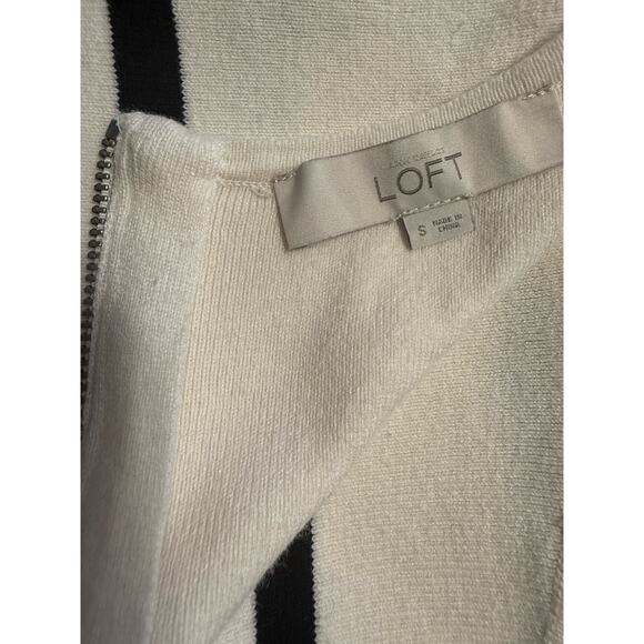 Ann Taylor LOFT Striped Short Sleeves Peplum Top Ivory Black S preppy chic 79-05 - Picture 13 of 14